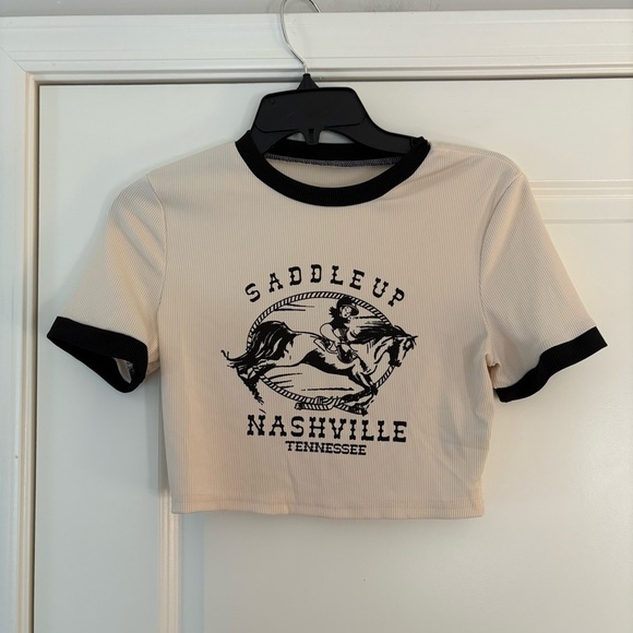 Western “Saddle Up Nashville” Graphic Crop Top - Picture 2 of 6